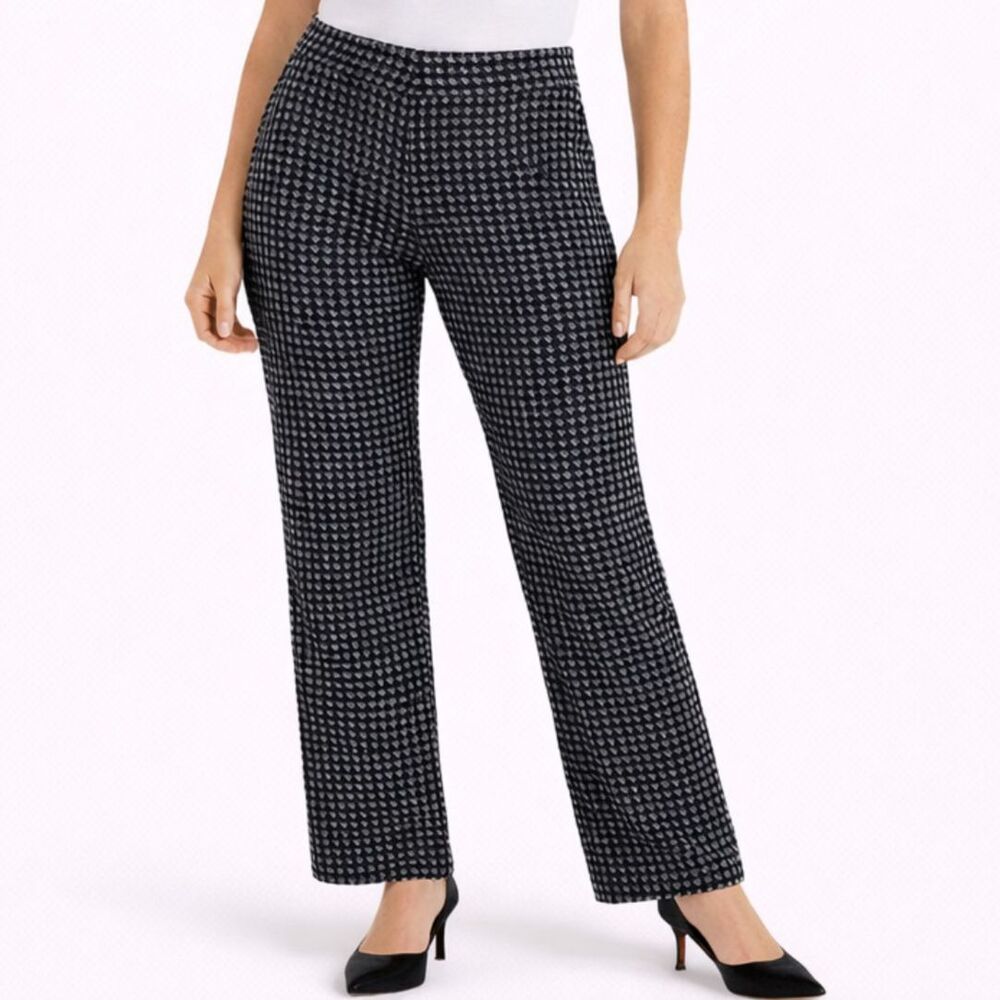 Betabrand  Gingham Trouser Pants Black Gray M